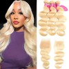 Blonde Human Hair Bundles with Closure 100% Unprocessed 613 Body