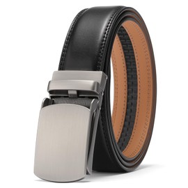 SENDEFN Men's Leather Belt, Ratchet Automatic Buckle for Men, Business Suit, Width 35 mm, Size Adjustable Belt, Mate-