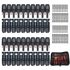 JHC Solar 5 Piece Tool Solar Kit | 40 Piece 2 PV Solar Panel 20 Male 20 Female Connector Kit | Compatible with 10 AWG Solar Cable, 30 Amp, 1000V DC, IP67 Waterproof |