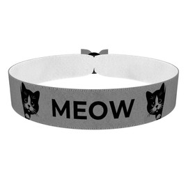 Stoffarmband Meow - Katzenliebhaber Armband im trendy Design - Wasserfestes Satin-Armband - Geschenk für Katzenbesitzer - Modische Accessoires für Katzenfans - Handgemachte Stoffarmbänder