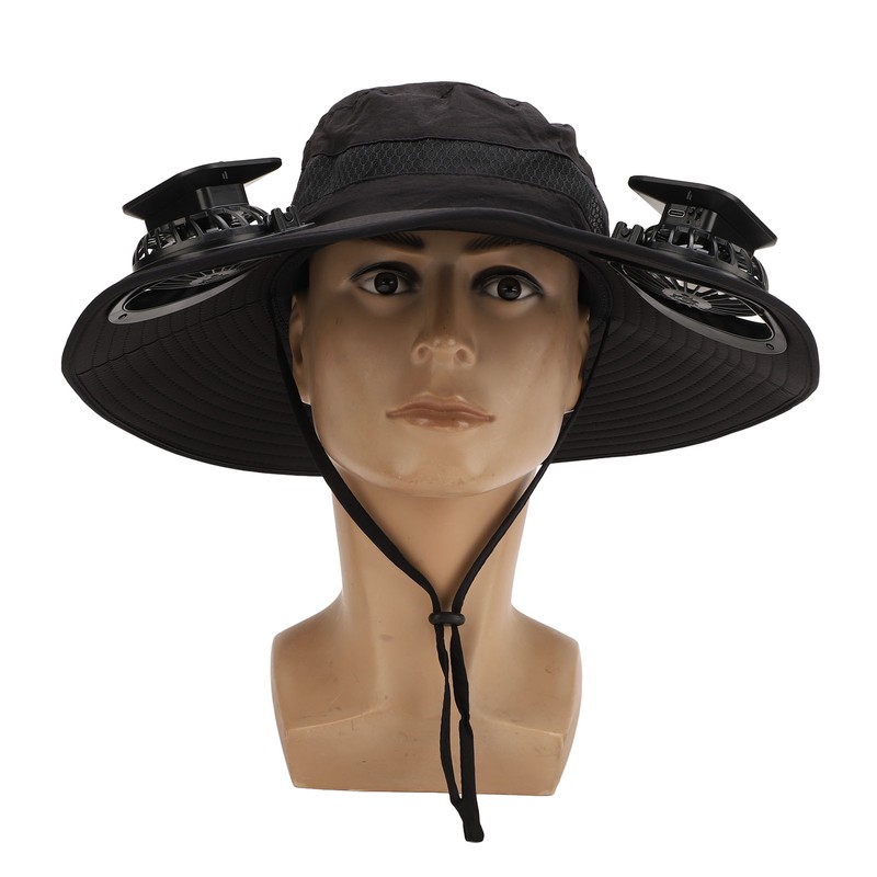 Solar Fan Hat Large Brim Quick Dry Breathable 3 Speeds