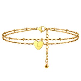 Womens Anklets Jewelry Ankle Bracelets for Women Summer Beach Heart Initial L Anklets