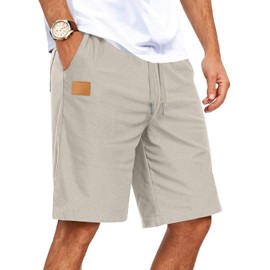 Sailwind Mens Casual Shorts Drawstring Summer Beach Stretch Waist Twill Chino Work Dress Golf Shorts Light Gray