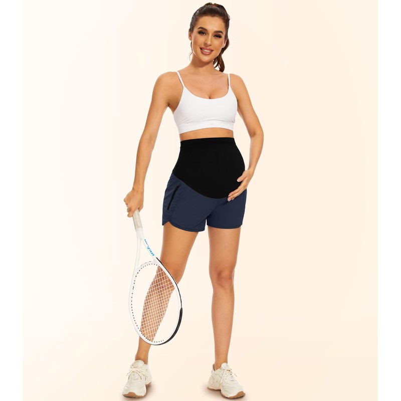 PACBREEZE - Pantalones cortos de maternidad para mujer, con forro