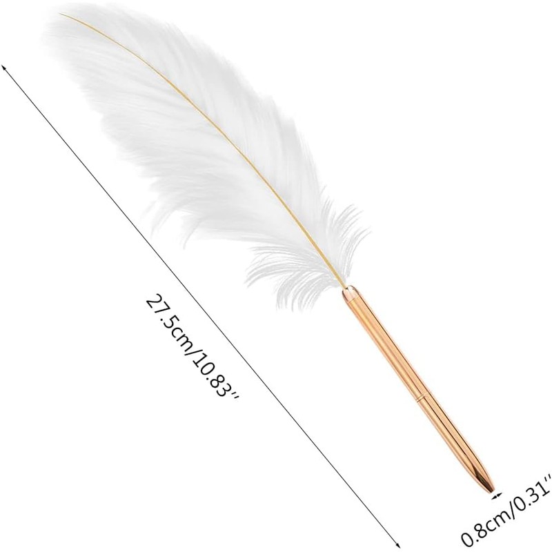 DPWOUM White Feather Ballpoint Pen Black Inks Pen Wedding Signing