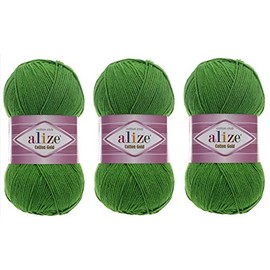 Alize Cotton Gold Yarn 55% Cotton 45% Acrylic Lot of 3 Skein 300gr 1082yds Knitting Acrylic Cotton Yarn (126)