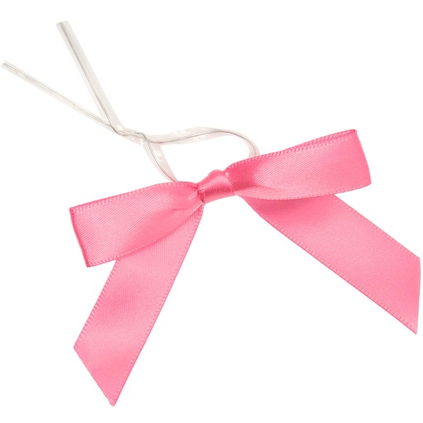 Juvale 100-Piece Pink Satin Twist Tie Ribbon Bow, 2.5 x 3 Inches