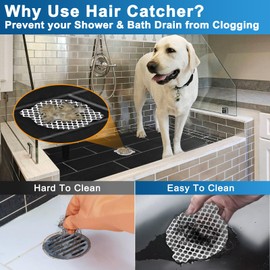 INVIHUG, 25 Pack, Disposable Shower Drain Hair Catcher Mesh Stickers, Hair Catchers for Shower Drain Stickers