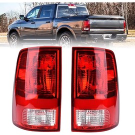 Nakuuly Tail Light Halogen Type Compatible With 2009-2018 Dodge Ram 1500 2500 3500 NON-LED Model Driver and Passenger Side Taillight Rear Lamp Assembly with Bulbs # 55277415AD 55277414AE