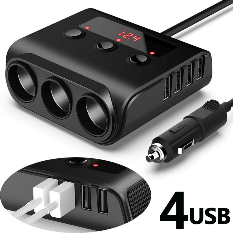 Car Chargers 100W High Power Charging Adapter 3-Socket Power Splitter