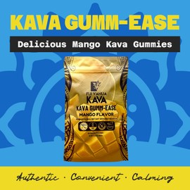 Fiji Vanua Kava GUMM-Ease, Mango Instant Kava Kava Gummies for Relaxation On-The-Go, Non-GMO, 20 Gummies, 3.52 oz (100 g)