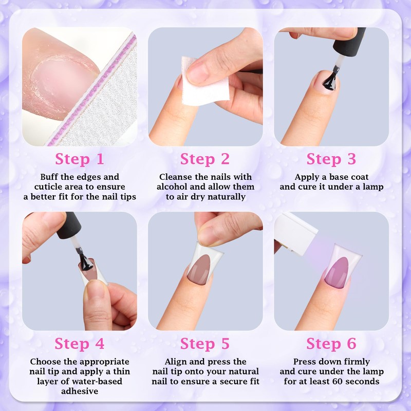 outopen 120pcs Duck Nail Tips Short Caramel Pink French Duck