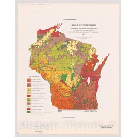 Historic Pictoric Map : Wisconsin 1973, Soils of Wisconsin, Antique Vintage Reproduction : 24in x 30in
