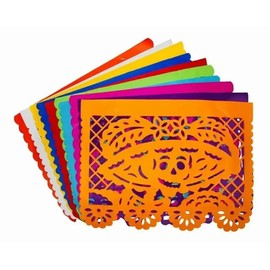Papel Picado Día De Muertos Difuntos Adornos Varios Colores y Diseños (50 Pliego Entero (73x48cm))