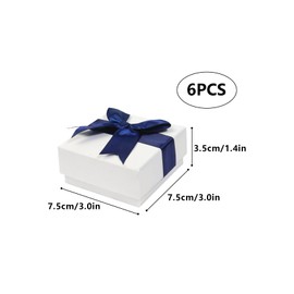 6 Pack Small Gift Boxes, 7.5x7.5x3.5cm Jewellery Gift Box with Lids Ring Earring Bracelet Gift Box, Small Gift Boxes for Jewellery(Navy Blue)