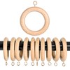 INANOSA 24 Pcs Handcrafted Natural Beech Wood Curtain Rings with