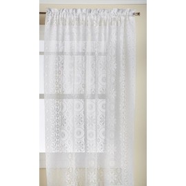 Lorraine Home Fashions Hopewell - Panel de Cortina de Encaje para Ventana, poliéster, Blanco, Panel 58" x 84", 1
