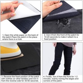 Iron-On Patches, Pack of 15 Iron-On Patches, Adult Applique, Iron-On Patches, Denim Patches for DIY, Sew-On Patch Sticker Clothing, Jeans Iron-On Patches Black Abrasion Resistant (9.5 x 12.5 cm)