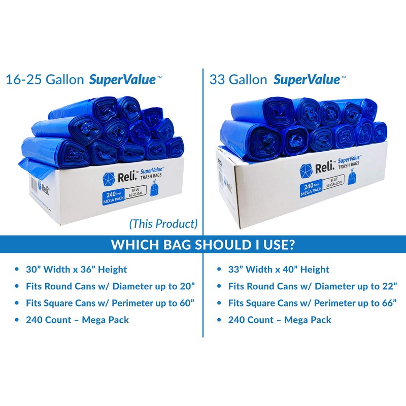 Reli. SuperValue 16-25 Gallon Recycling Bags | 240 Count Bulk