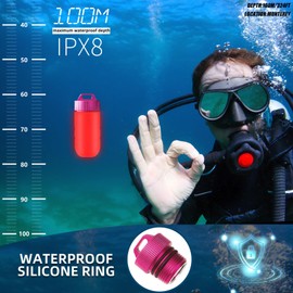 Diving Lamp, Signal Lamp for Underwater Flashlight, Diving Torch with Button Cells, Mini Diving Lamps, Waterproof, 100 Metres, Portable for Diving, Snorkelling and Water Sports