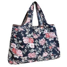 Wrapables Durable and Large Nylon Reusable Shopping Bag (Rose Vines)