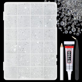 qiipii Transparent Clear Resin Rhinestones w B7000 Jewelry Glue for Bedazzling Crafting 2mm-6mm Flatback Jelly Stones Diamonds Gems Crystals Charms for Nails Face Eyes Makeup Tumblers Crafts Clothes