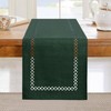 BAZIOE Modern Table Runner Green Linen Table Runner Washable Openwork