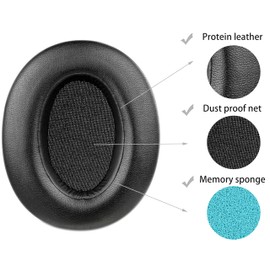 Replacement Ear Pads Compatible with Sony WH-XB910 XB910N Noise-canceling Headphones, Akkiv Replacement Ear Pads Made of Protein Leather and Memory Foam (Black)