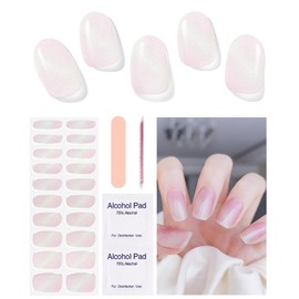 OLAKIPO Semi Cured Gel Nail Strips, Spring Wild - Works with Any UV Lamps, 20pcs Gel Nail Stickers, Salon-Quality,Easy to Apply & Remove, Includes 2 Prep Pads, Nail File & Wooden Stick