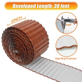 Quibbay Corrugated Metal Garden Edging, 6"×30Ft Landscape Edging Border for DIY Flower Beds, Lawn, Garden and Yard, Lawn Edging Border for Landscaping, Galvanized Garden Edging Border, Woodgrain