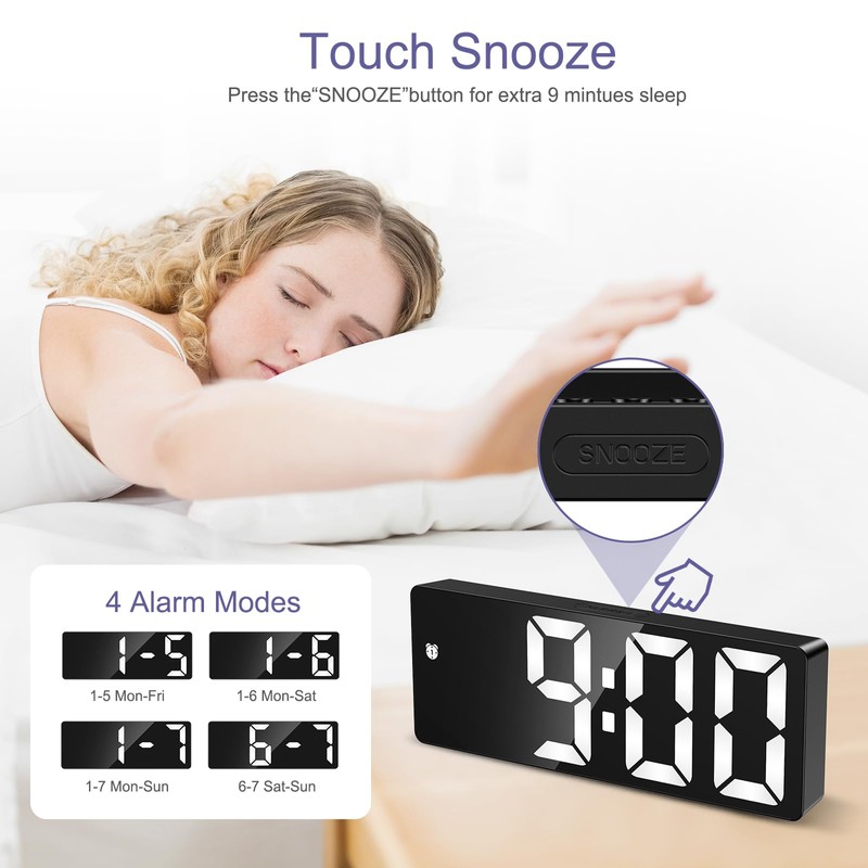 OQIMAX Digital Alarm Clock, LED Digital Alarm Clock with Temperature