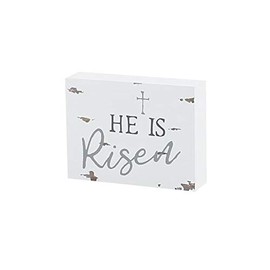 Collins Painting 'He is Risen' Mini Wood Block Sign