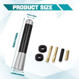 Kutyun Car Short Antenna, 3.14" Car Stubby Antenna, Carbon Fiber Mini Car Antenna with Aluminum Alloy Threading, Car Accessories Universal Car Antenna Replacement for AM/FM Radio Reception (Sliver)