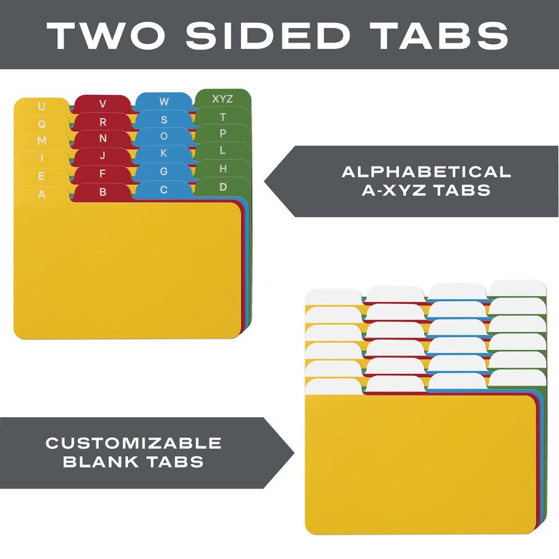 Alfion 3x5 Index Card Alphabet Tab Dividers 24 pcs (Color)