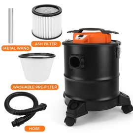 LIGO Ash Vacuum 1000W 15L,Double Filtration, with 3 Swivel Casters,Blowing Funcation, Ash Dust Collector for Pellet Stoves & Wood Stoves,