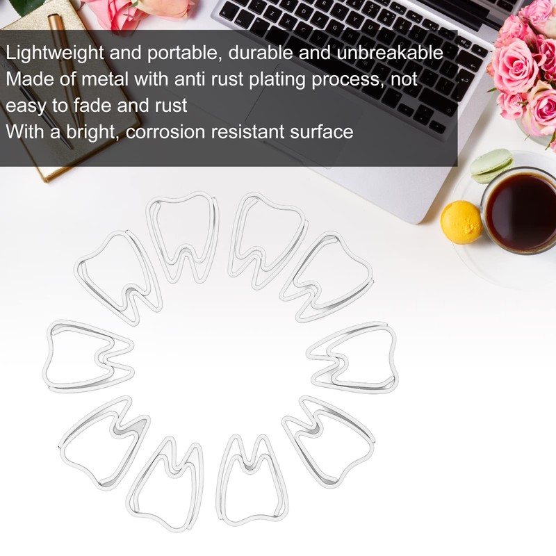 Paper Clips, 100 Pieces Tooth Shaped Paper Clips, Memo Note
