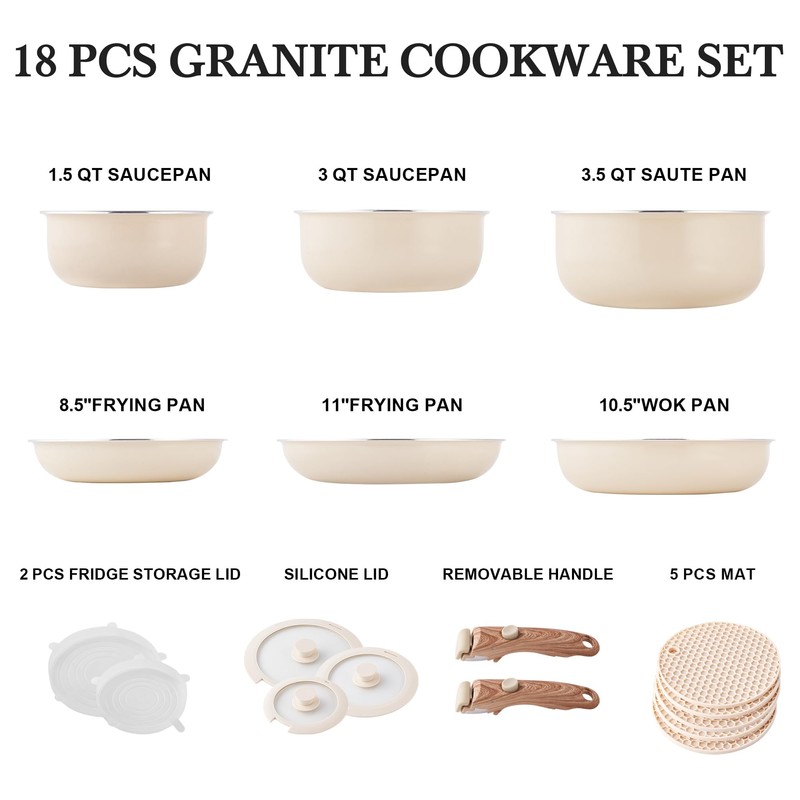 Pots and Pans Set Nonstick - YIIFEEO Stackable Camping Cookware