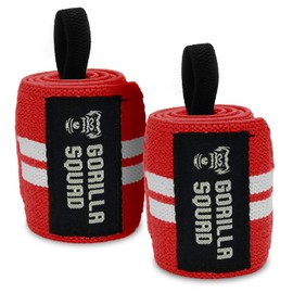 GORILLA SQUAD Wrist Wraps Wrist Protection Weightlifting Training Support (Red)