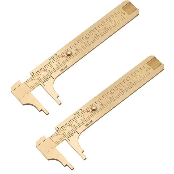 Pocket Caliper, 100mm Double Scale Sliding Gauge Brass Vernier Caliper