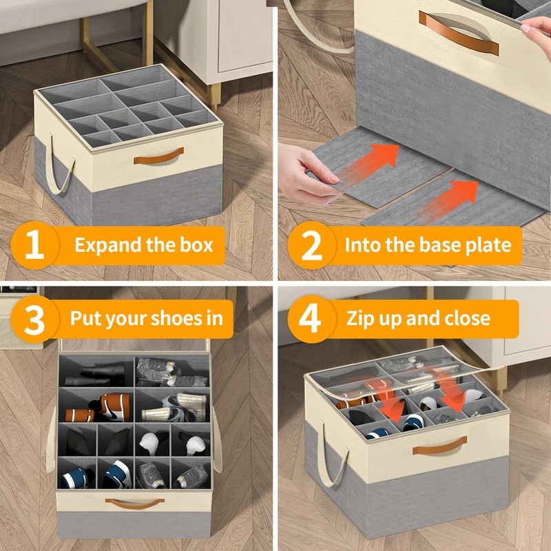 Aokeyee Shoe Storage Organizer for Closet, Large Shoe Box Storage
