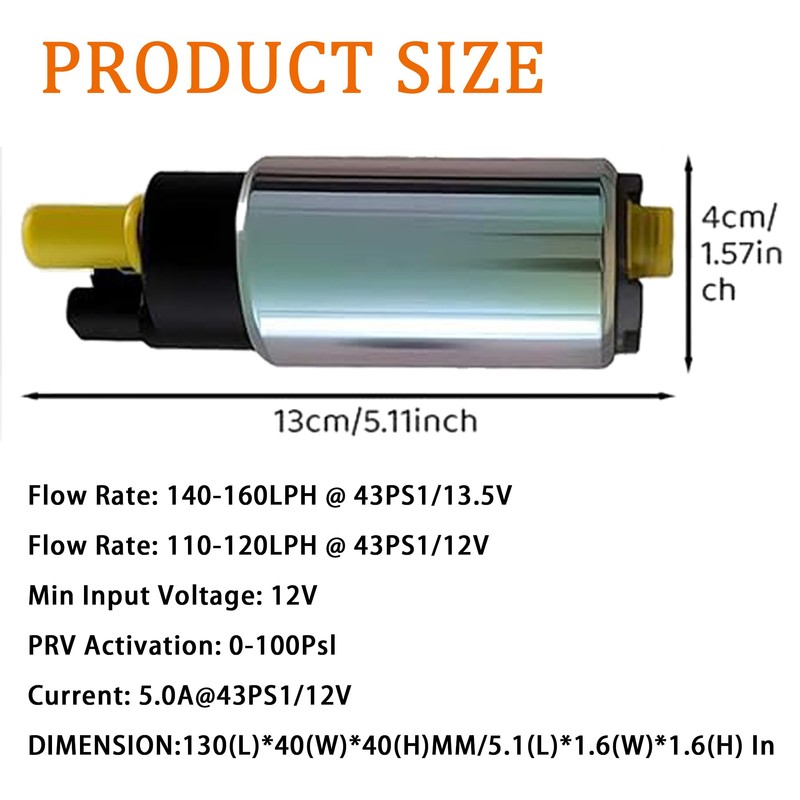 fokes Fuel Pump for Honda VTX1800 2002-2009, Replaces Honda 16700-MCH-023