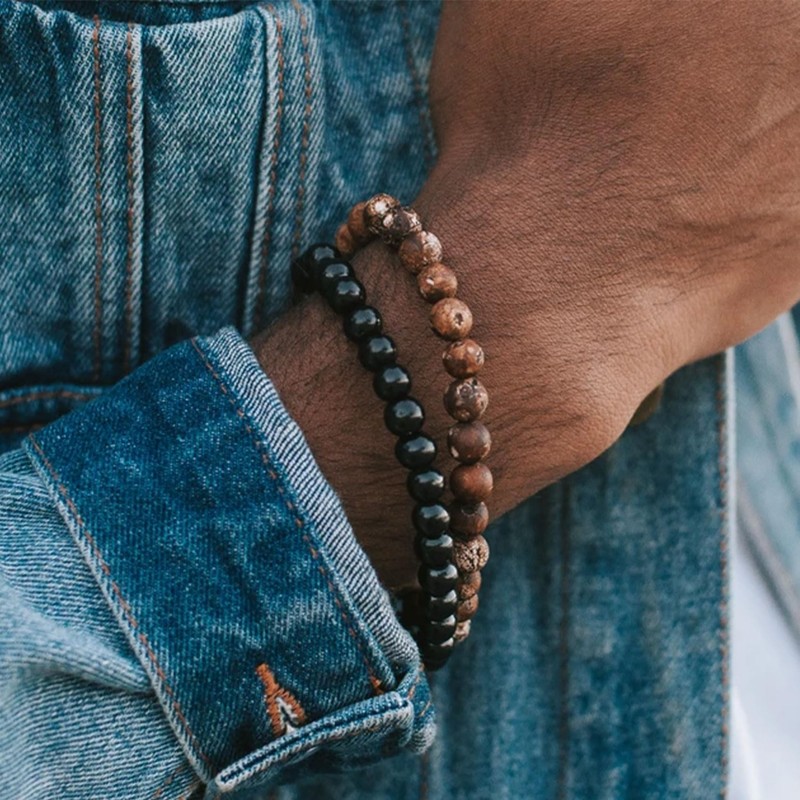 RANKEEF Men's Pearl Bracelet, Stretch Bracelets, 8 mm Bead Bracelets