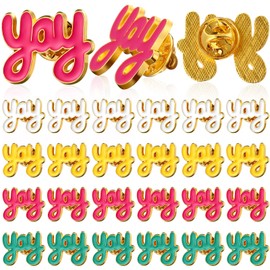 Knitgrip 24 Pcs Yay Enamel Pins Bulk Lapel Pin Alloy Brooches Pins Backpack Badges Brooch for Friends Clothing Decor Metal Badges Jackets Jeans Jewelry Accessories