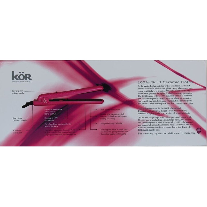 KOR Professional PROFISIONAL PINK CERAMIC HAIR STYLER 1.25" IRON BEST