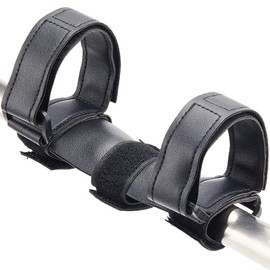 GORGECRAFT Bike Speaker Strap Mount Black PU Leather Adjustable Portable Waterproof Double Lacing UTV Wireless Speakers Holder Accessory for Golf Cart Railing Kettles Attachment