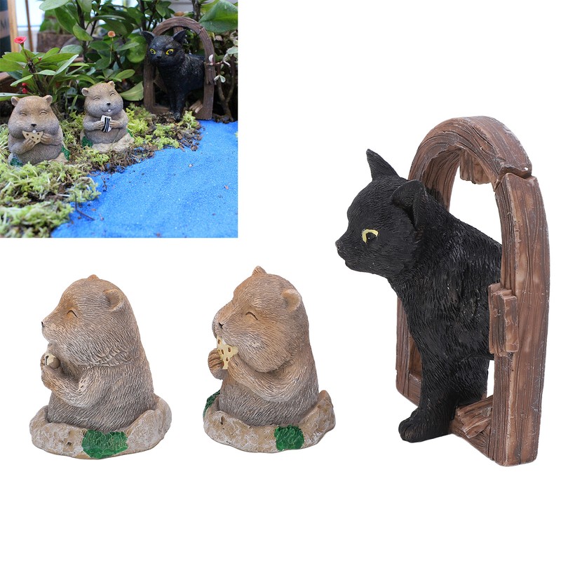 3 Pcs Gopher Ornaments Resin Simulation Animal Cat Gopher Garden