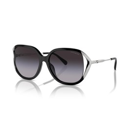 COACH Women's HC8396U Universal Fit Square Sunglasses, Black/Grey Gradient, 56 mm