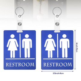 Unisex Restroom Pass Keychains Bathroom Pass Key Tag Bathroom Tag with Key Holder Keychain for Women Men Classroom Students(12 Pieces)