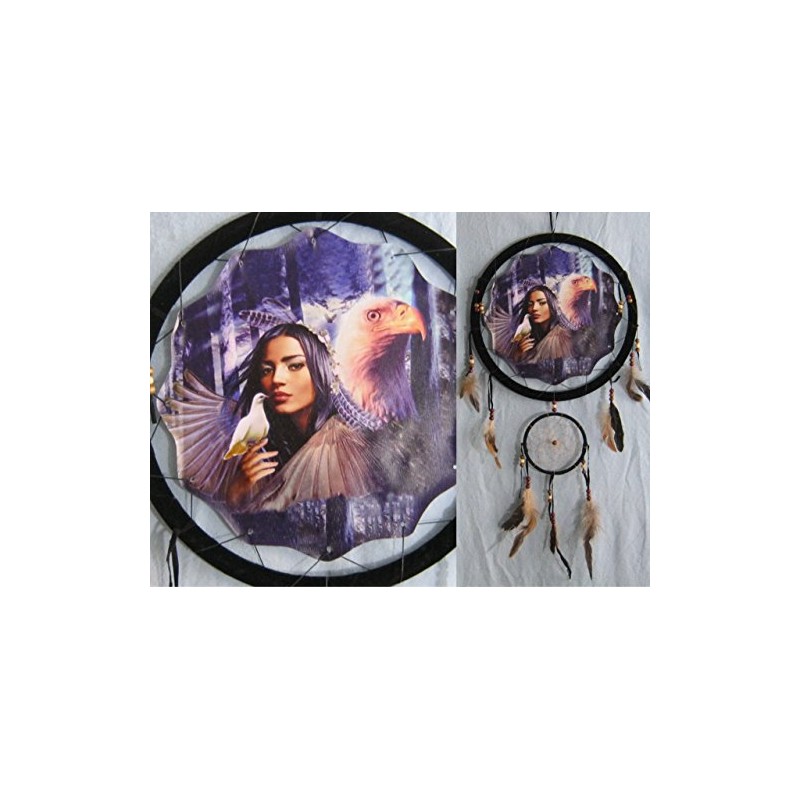 OBI 13" Indian Maiden Dove and Eagle Double Dream Catcher