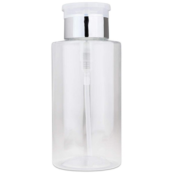 PANA Brand Liquid Push Down Pump Dispenser Empty Bottle with Flip Top Cap (10 Ounce - 1 Bottle, Silver)